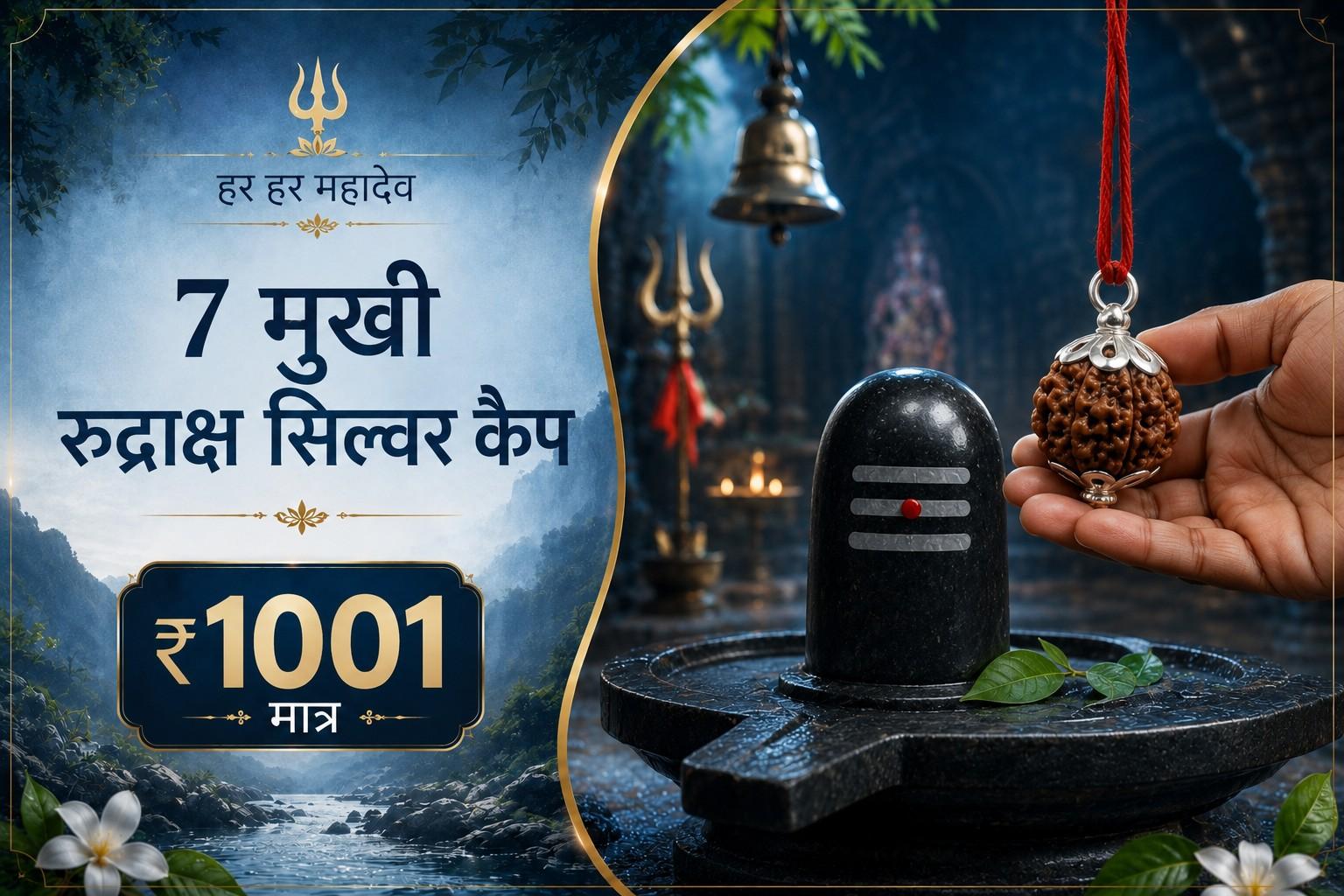 7 Mukhi Rudraksh with Silver Cap