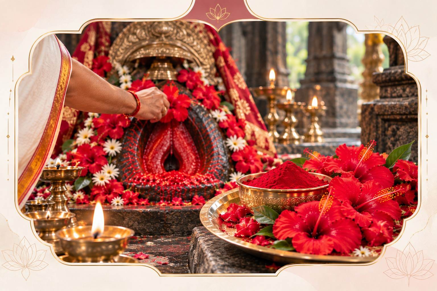 Sindoor & Lal Gudhal Flowers to Maa Kamakhya