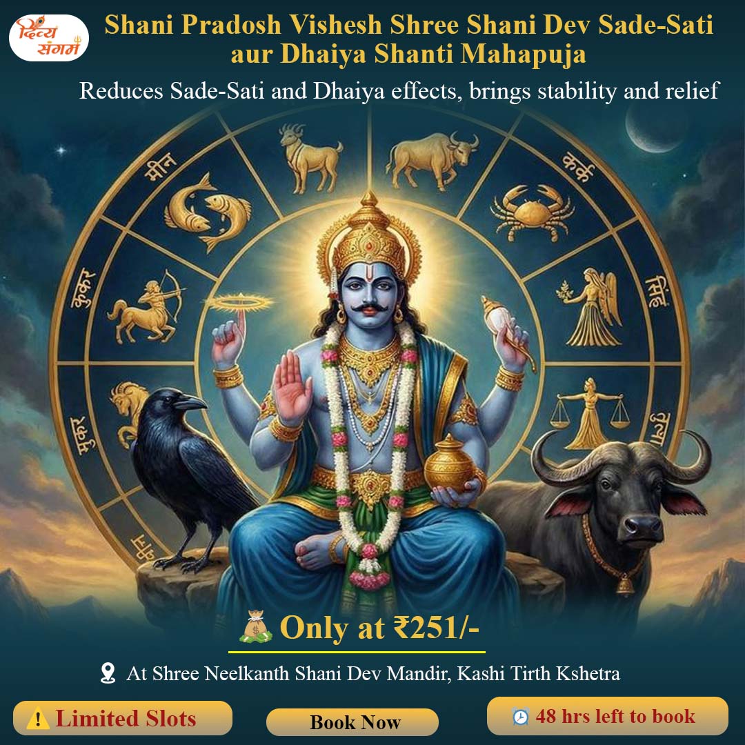 Shani Pradosh Vishesh Shree Shani Dev Sade-Sati aur Dhaiya Shanti Mahapuja Reduces Sade-Sati and Dhaiya effects, brings stability and relief