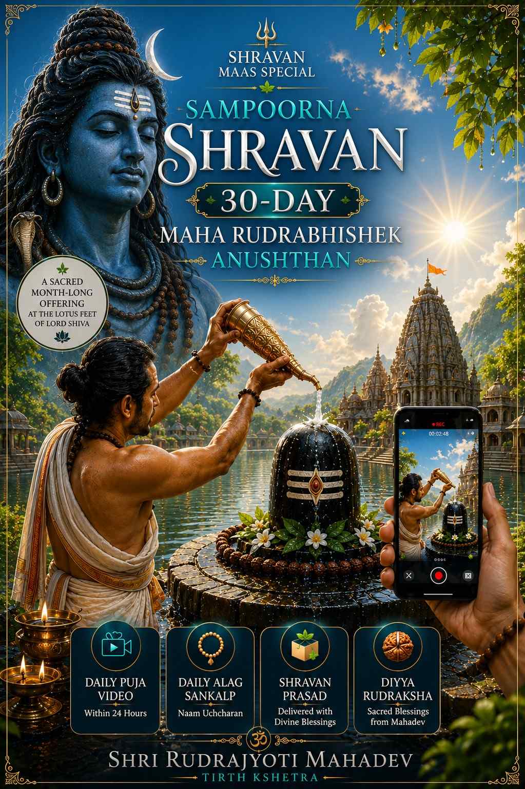 Sampoorna Shravan 30-Day Maha Rudrabhishek Anushthan An Exclusive 30-Day Sacred Sankalp Dedicated to Lord Shiva