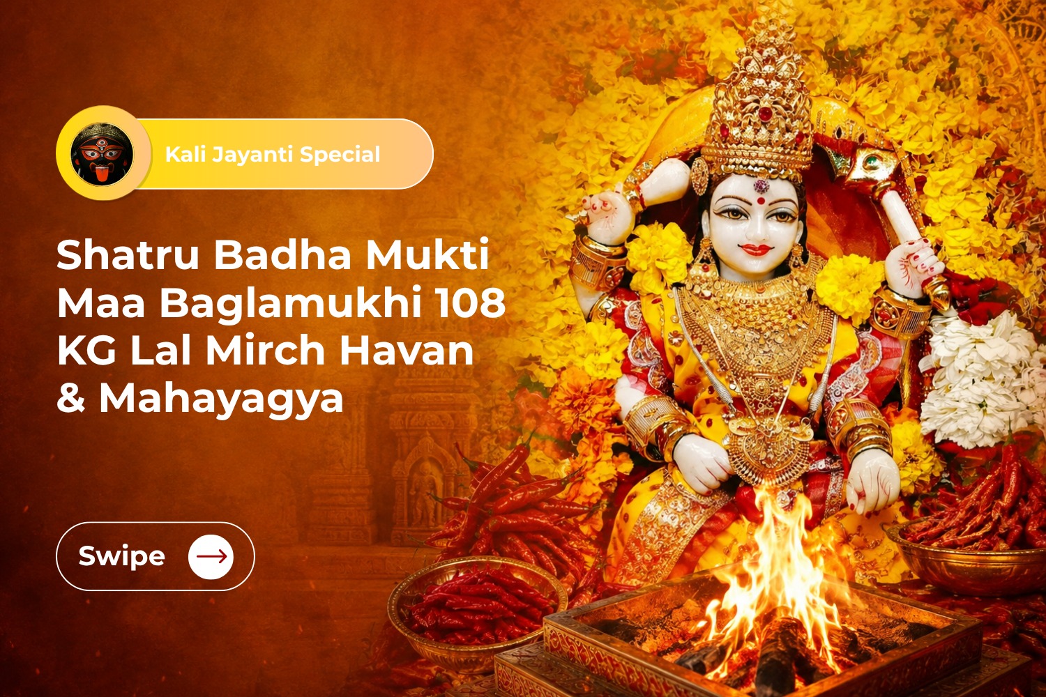 Shatru Badha Mukti Maa Baglamukhi 108 KG Lal Mirch Havan & Mahayagya
